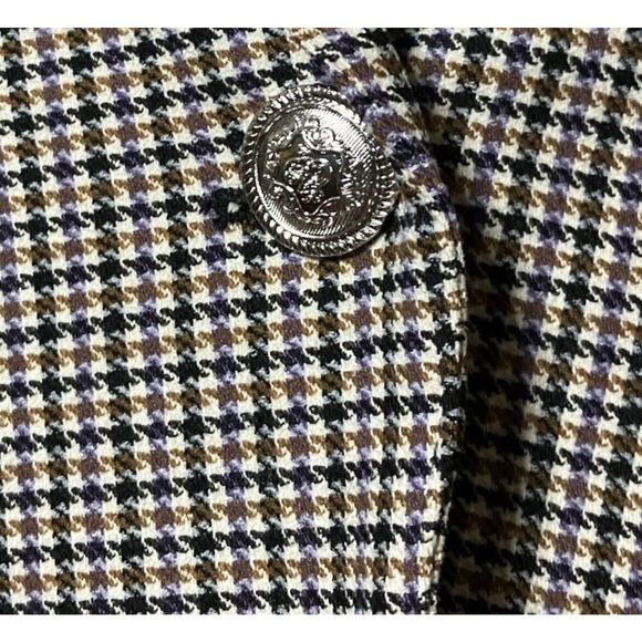 Autres Filles Houndstooth Shoulder Padded Womens Blazer Crest Buttons NWT US XL - Picture 9 of 13